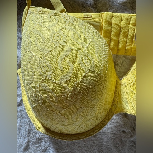 Lane Bryant Cacique Bra Boost Plunge Balconette Bra w/ Lace in Yellow Sz 42 DDD - Picture 7 of 8